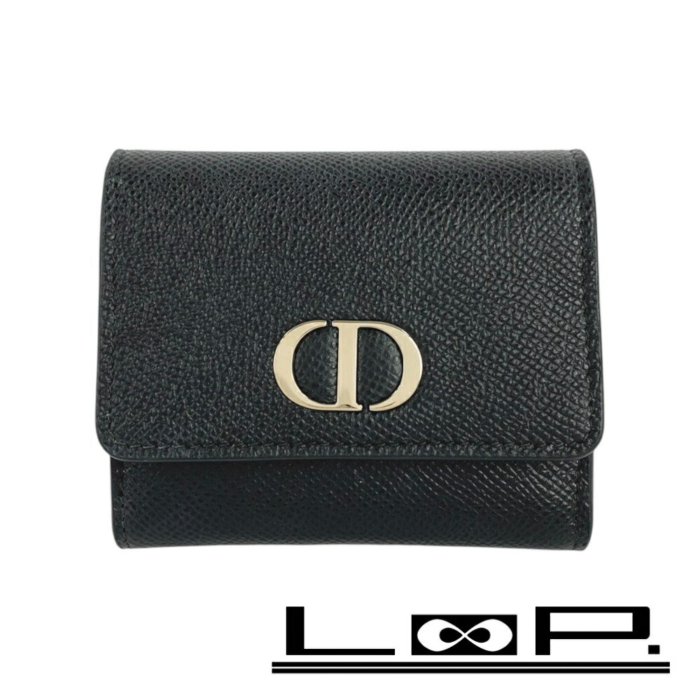 Christian Dior ディオール ブラックレザー 三つ折り財布 Christian Dior ブラック 三つ折り財布（Dior ブラックレザー 三