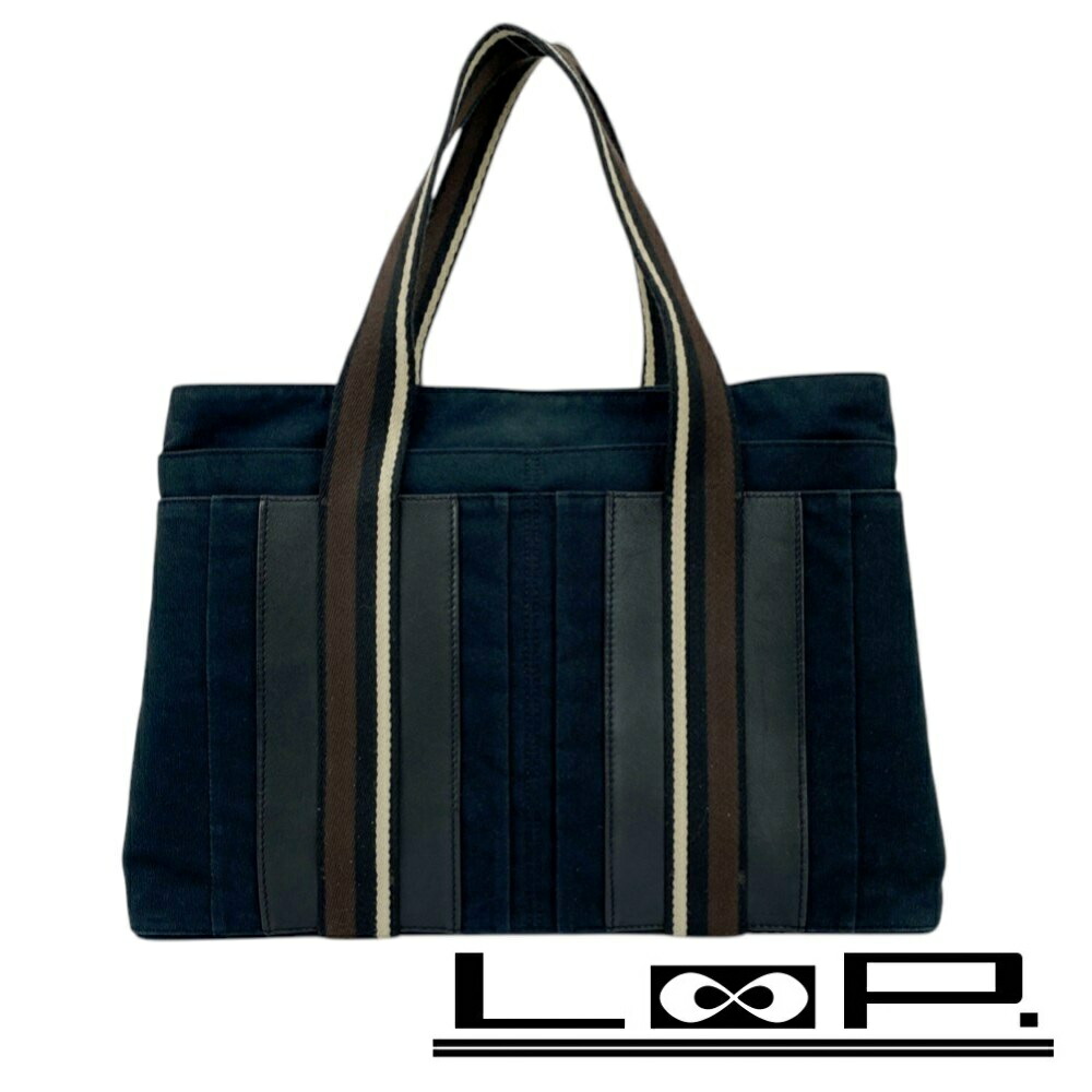 美品 HERMES トロカホリゾンタルMM キャンバス レザー 黒 トートバッグ 372995_1.jpg