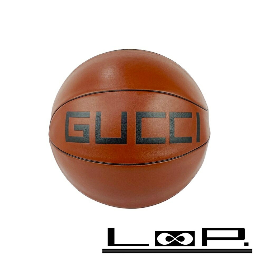 グッチ ■未使用■ ロゴ バスケット ボール スポーツ レザー ブラウン 箱 【537196】1 【中古】|LoopLand 店