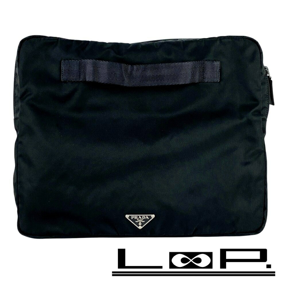 PRADA ラップトップパソコンケース　ハンドル付 PRADA プラダ バッグ パソコンバッグ ナイロン ブラック クラッチ