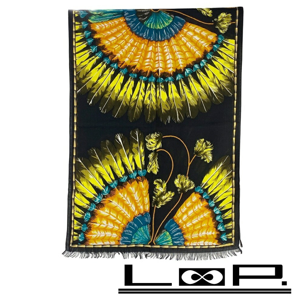 ◆SALE◆ エルメス ■未使用■ ストール クジャク 孔雀 アニマル ファッション カシミア シルク ブラック 箱 【508899】5 【中古】