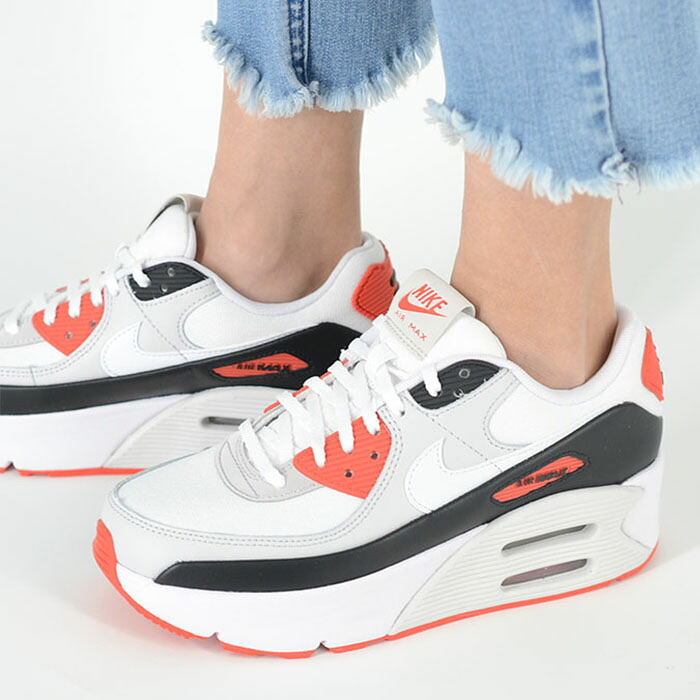 ナイキ エアマックス レディース スニーカー ホワイトグレーダブルエア NIKE AIR MAX 90 LV8 fd4328-114