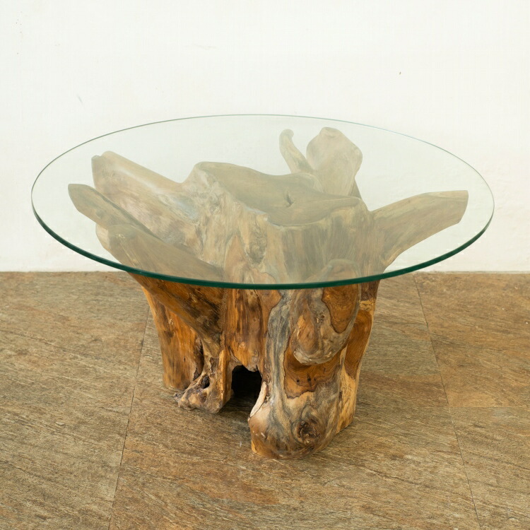 楽天市場】切り株 テーブル チーク アジアン家具 チーク材 ガラス天板