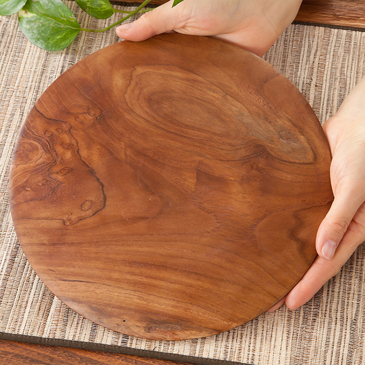 楽天市場】ラウンドトレイ 25cm 木製 プレートウッドプレート チーク