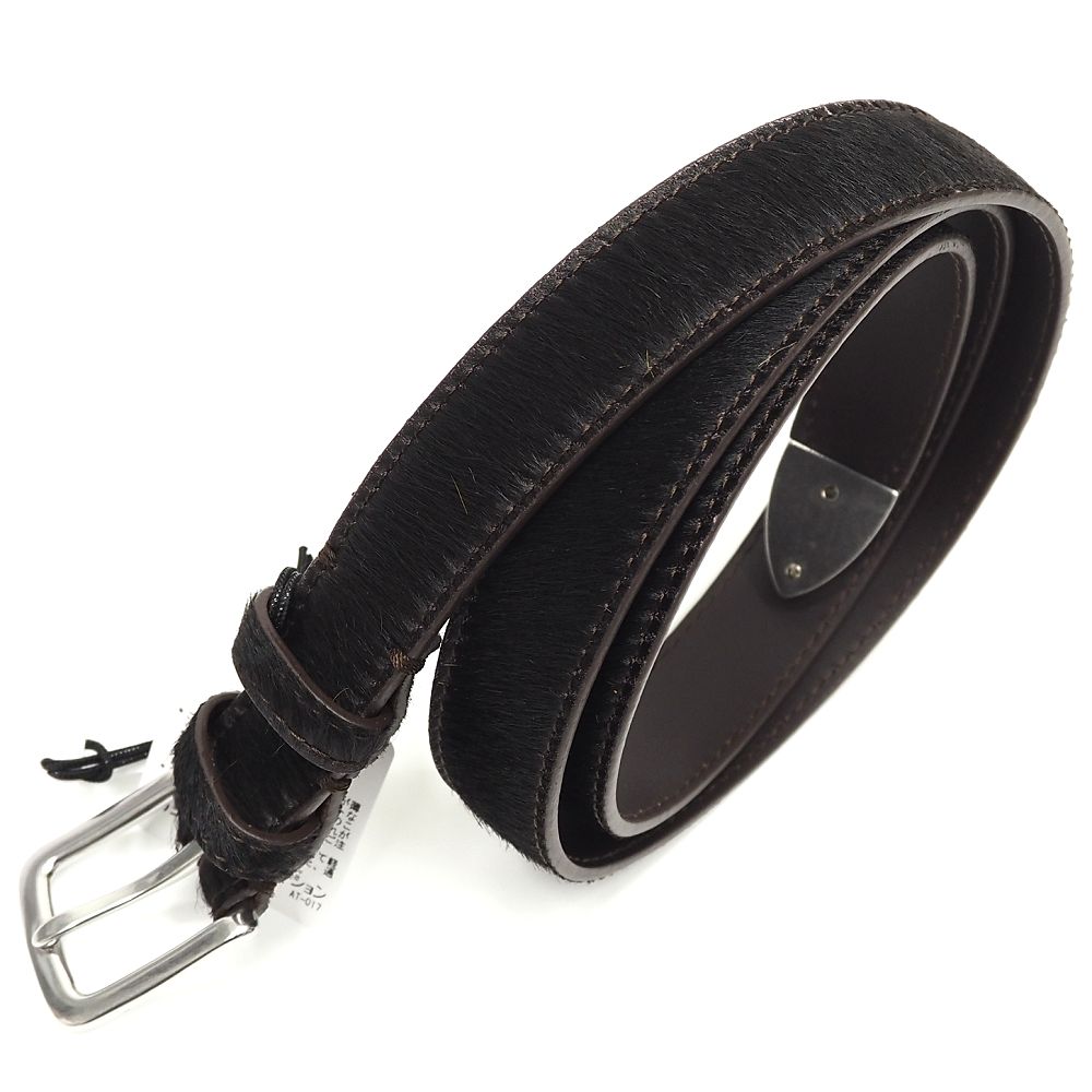 新品 Paul Smith スペイン製 ハラコレザー ベルト 【サイズ:L】 ダークブラウン 定価33000円 ポールスミス メンズ 5WL/K06219/KEC08/LP/RR/SYM|LOOPSTYLE