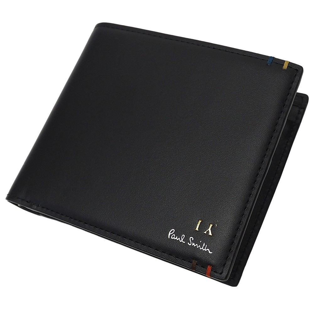 新品訳あり Paul Smith レザーウォレット 2つ折り紙入れ 黒いこと 極点スミス メンズ 5CH/E07141/LAY21/HM/RR/SYM