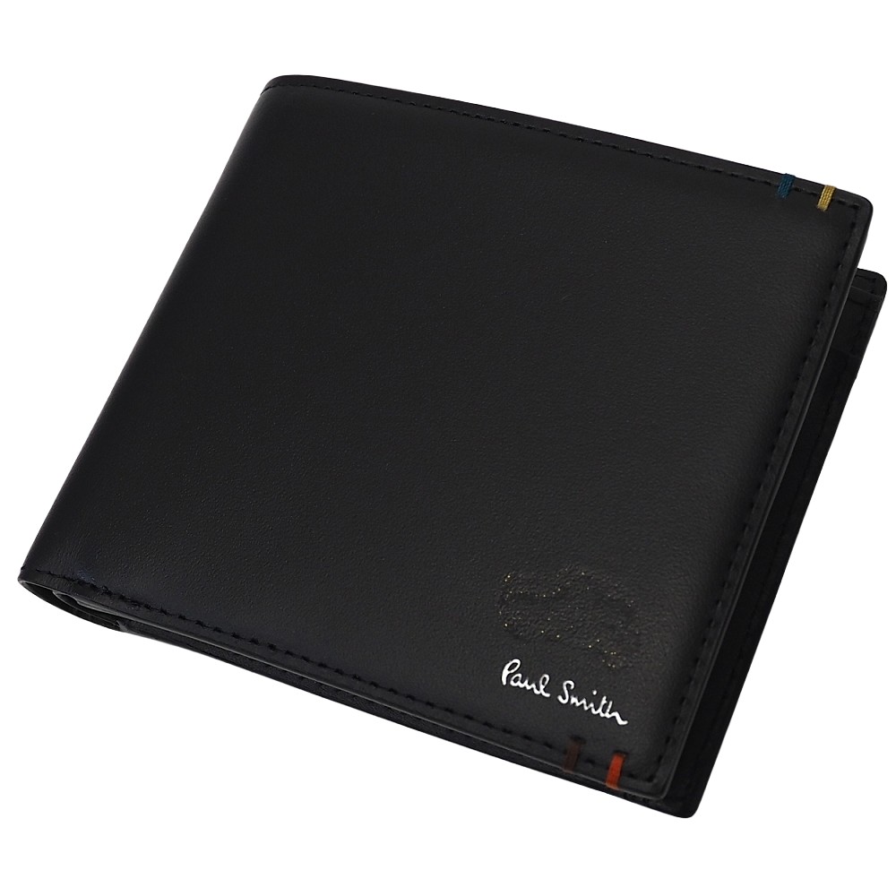 新品訳あり Paul Smith レザーウォレット 2つ折り紙入れ 黒いこと 極点スミス メンズ 5CH/E07142/LAY21/HM/RR/SYM