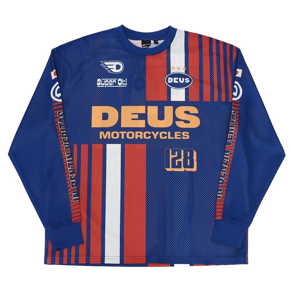 未当て嵌める品 25SS DEUS EX MACHINA Lay Off Moto Jersey モトクロスジャージ 【大きさ：M】 青色/赤いこと DMP251056 モトジャージ プルオーバー デウスエクスマキナ メンズ 5F1/D07270/LRP12/HM/RR