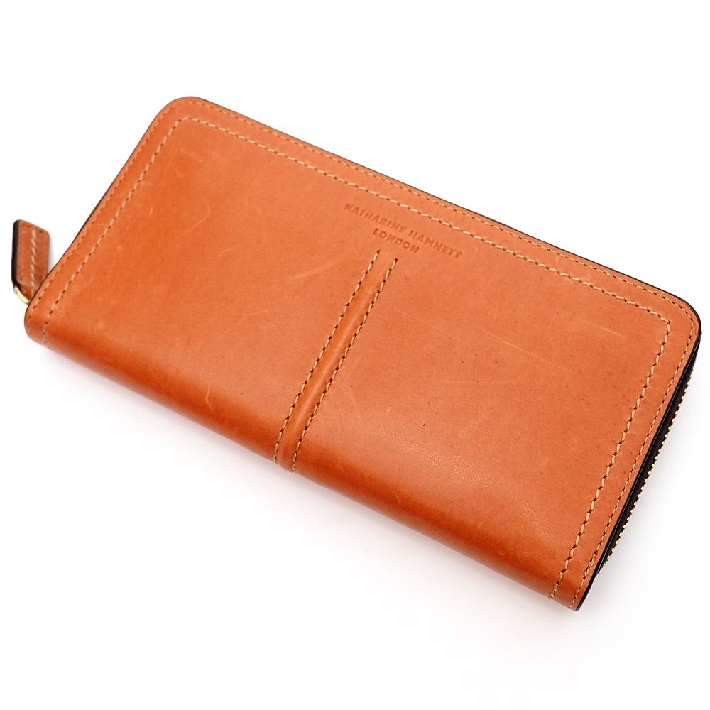 【美品】KATHARINE HAMNETT 長財布　がま口　花柄エンボス加工 美品】KATHARINE HAMNETT 長財布 がま口 花柄エンボス加工