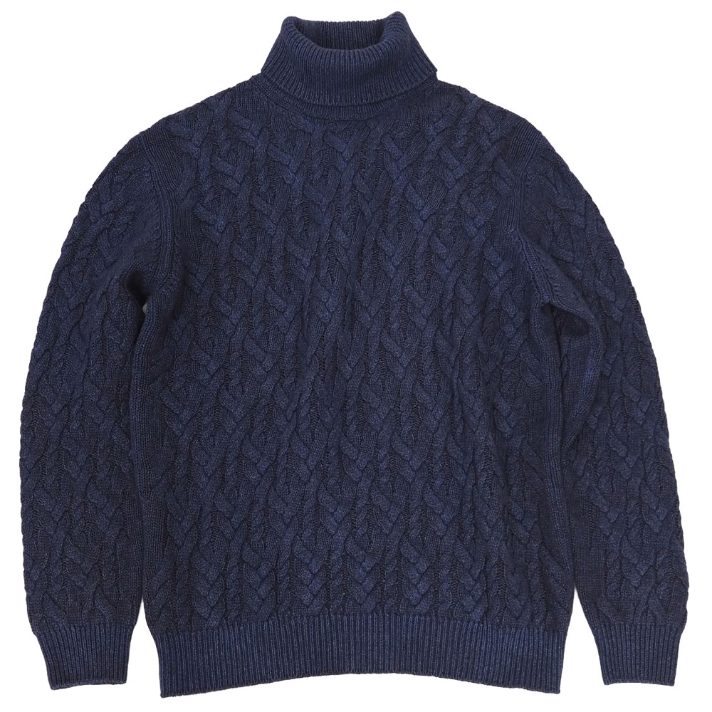 新品 Settefili Cashmere タートルネック 有線テレビ編み物 プルオーバー 【大きさ：48(S)】 米国海軍 セッテフィーリカシミア メンズ 5C3/D07181/LPR09/HM