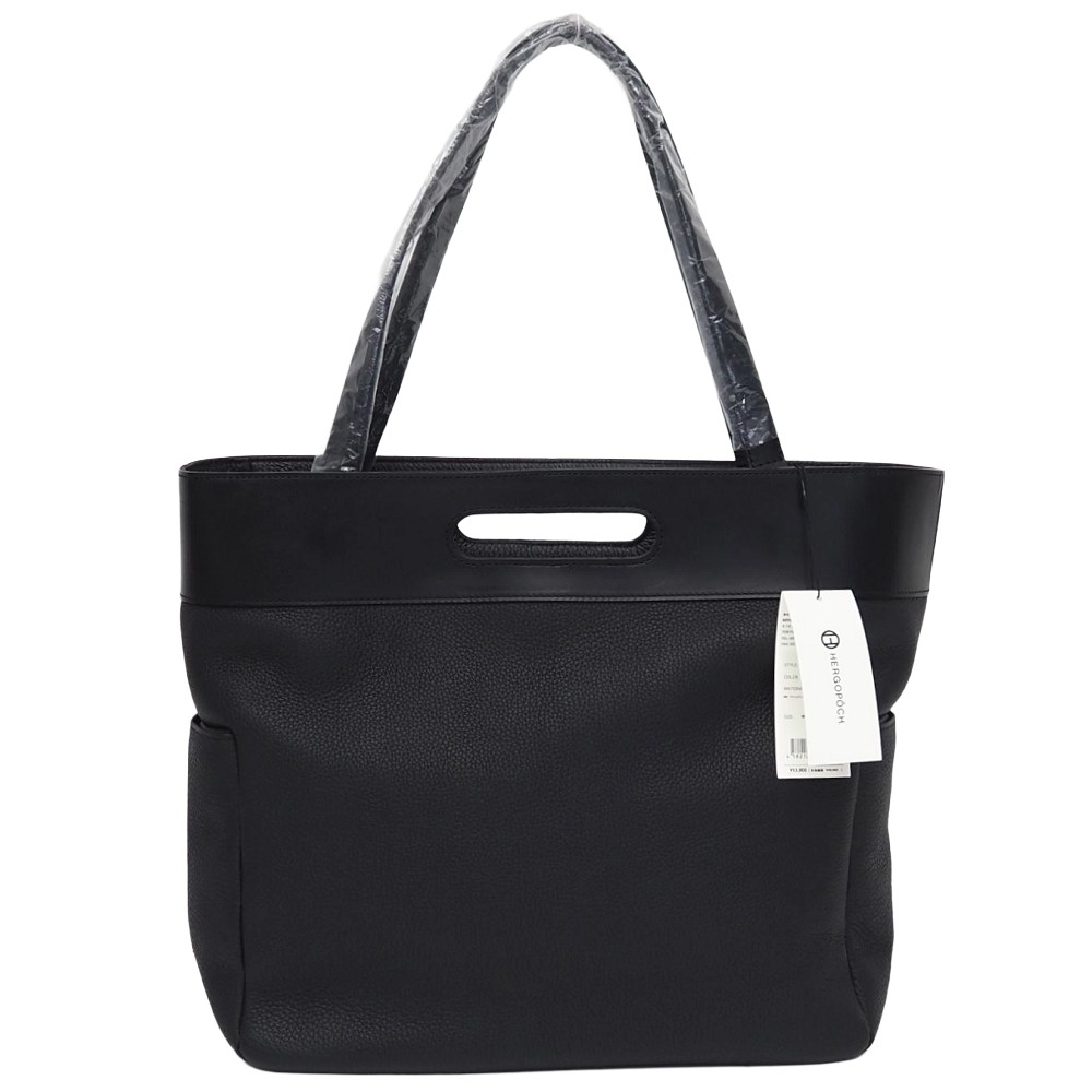 未当て嵌める品 HERGOPOCH プライムグレインレザー トートバッグ 黒いこと KG-GT 2WAY エルゴポック メンズ 5MLC1/C07253/LAR31/HM/RR/