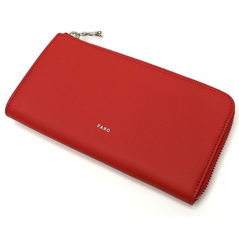未使用品 FARO Calma Wallet Long Zip L字ファスナー レザーウォレット 長財布 レッド F2311W101 ファーロ メンズ レディース 5F26/E0697S/KAY12/HM/SYM｜LOOPSTYLE