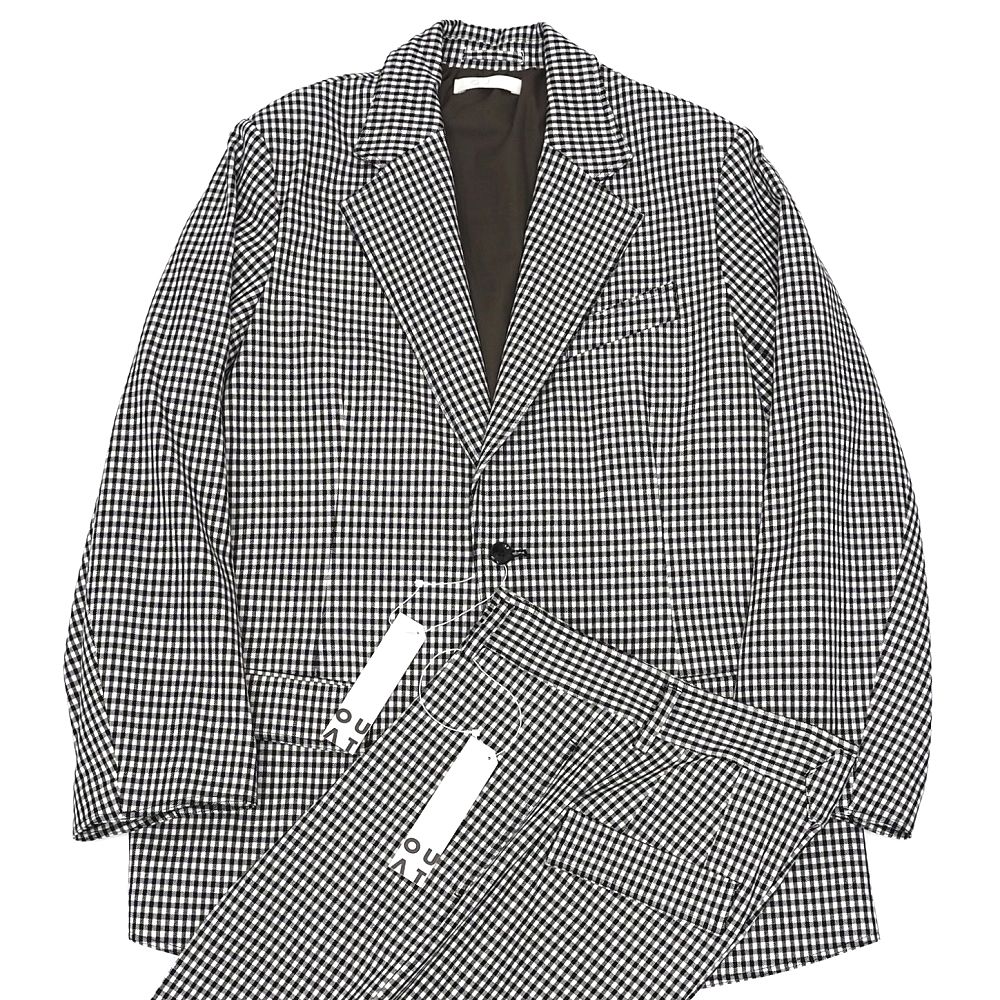 新品 OUAT OFFICE 2B JACKET OFFICE SLACKS セットアップ 【サイズ：3】 ブラック/ホワイト 定価132000円 ギンガムチェック ストレッチ スーツ ジャケット パンツ 別注 オーユ―エーティー メンズ 5WHF/J06263/KCT28/LP/RR/