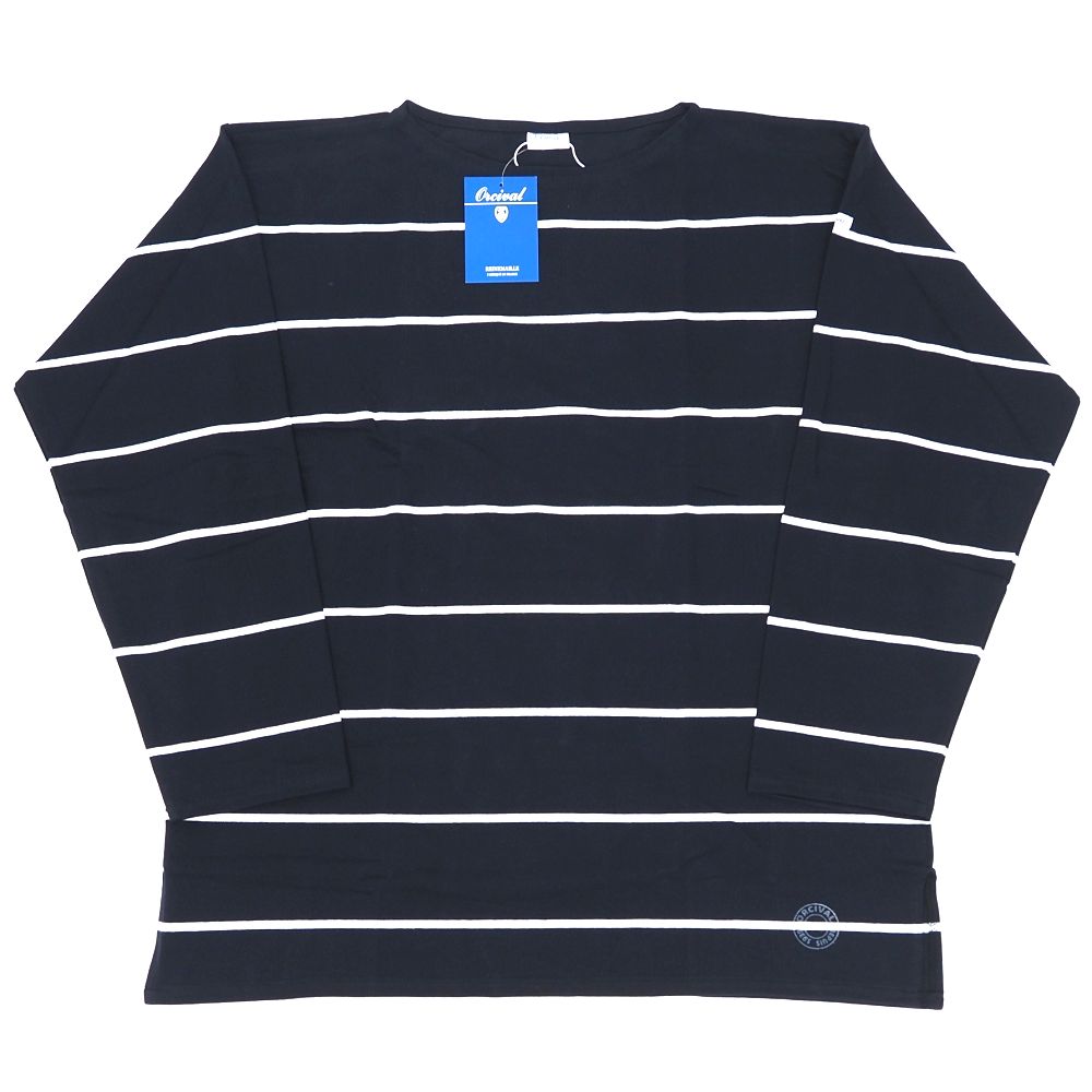 新品 ORCIVAL for BIOTOP basque shirt バスクプルオーバー 【大きさ：7(L)】 ダークネイビー/白いこと フランス共和国製 オーシバル ピオトープ メンズ 5F13/C07119/LAR12/HM/RR/SYM