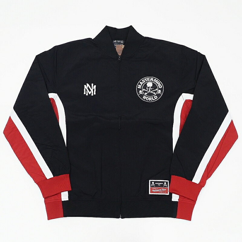新品 24FW Mitchell\u0026Ness × MASTERMIND WORLD WARM UP JACKET 上衣 【大きさ：L】 黒いこと/赤いこと ZF11380 風の強い町ブルズ ミッチェルアンドネス 御師匠さん肝ったま メンズ 5MLD2/C06242/KAY19/HM/