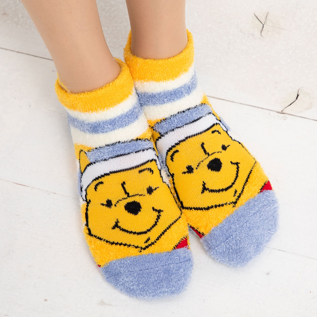 楽天市場 ディズニー もこもこソックス くまのプーさん ボーダー 23 25cm レディース ルームソックス キャラクター くるぶし丈 靴下 靴下専門店 Lops