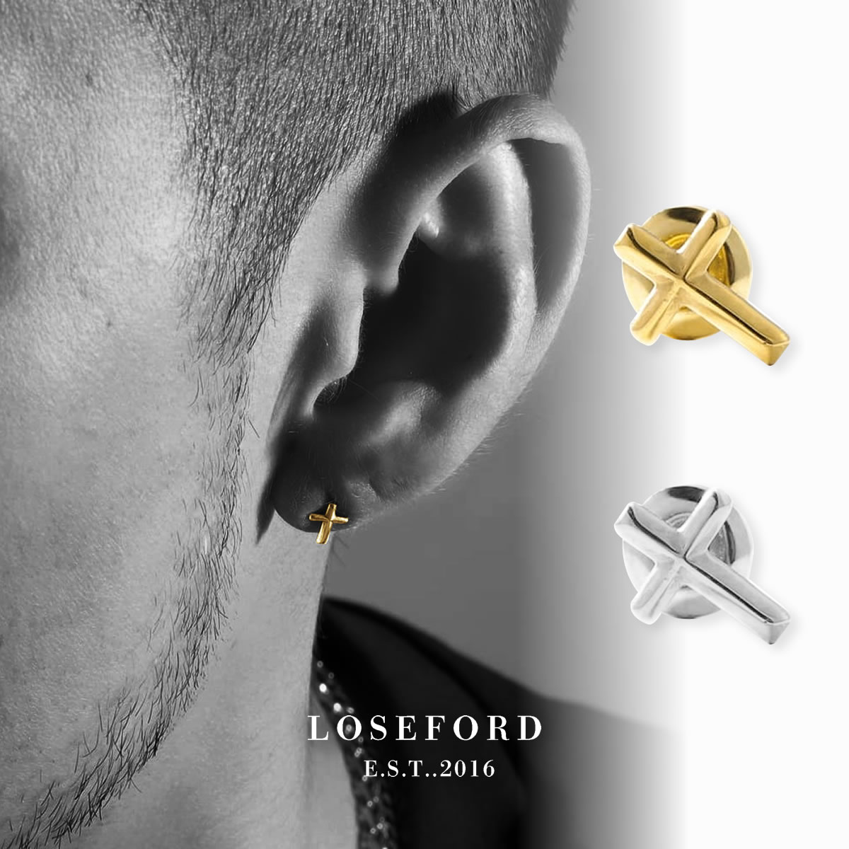 メンズ　クロス ピアス 十字架 フープピアス 　ゴールド 楽天市場】メンズ ピアス メンズピアス シルバーピアス クロス 十字架