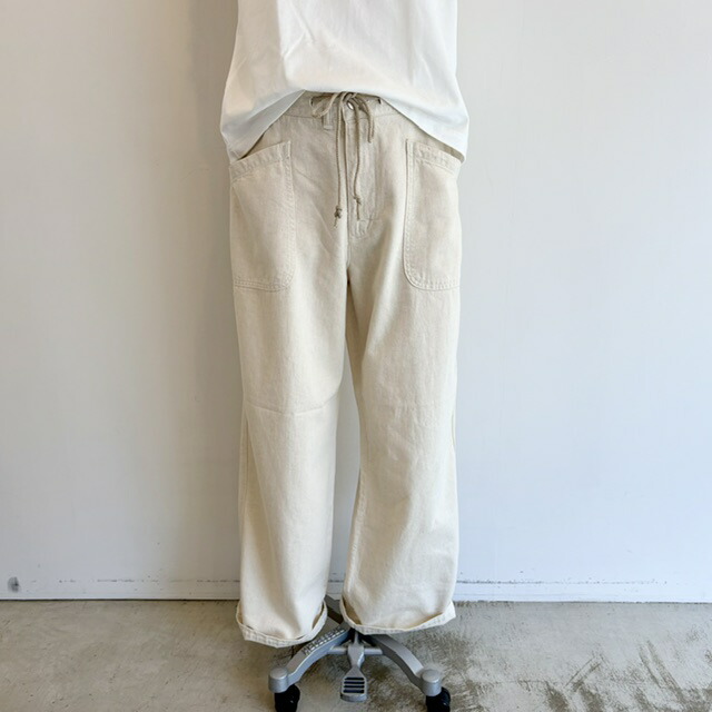 Caqu【サキュウ】Color Linen Easy Wide【貨物輸送無料】【レディース】【色合いジーンズ】【綿麻ジーンズ】