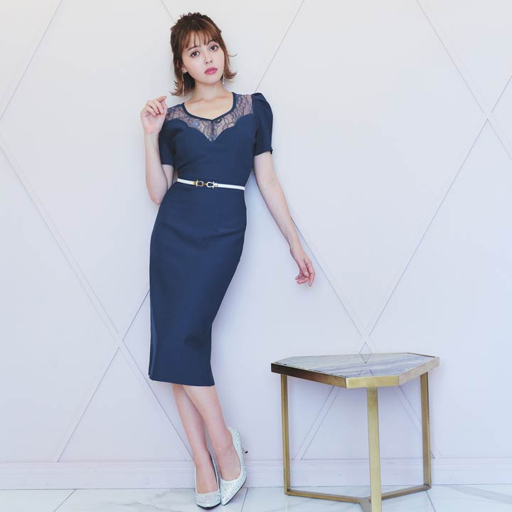 宅配 500円offクーポン対象 キャバ ドレス ワンカラー レース ベルト 付 タイト 膝丈 ドレス 韓国ドレス Change Clothes キャバ キャバドレス 大きいサイズ ドレス ワンピース 膝丈 ドレス セクシー ナイトドレス Dazzystore デイジーストア 人気カラー