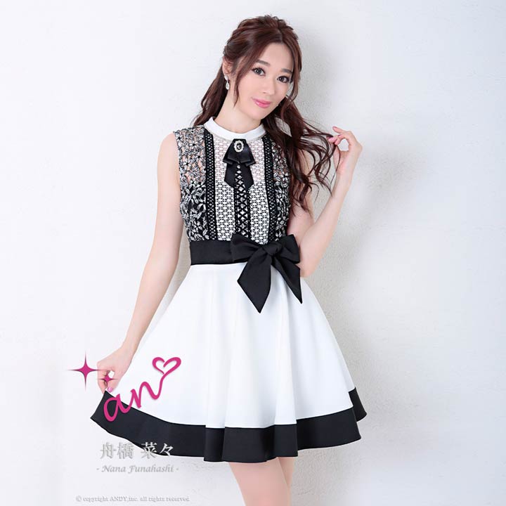 楽天市場 送料無料 キャバ ドレス リボン ブローチ モノトーン レース Aライン ミニ ドレス An ドレス キャバ キャバドレス 大きいサイズ ドレス ワンピース ミニドレス セクシー ナイトドレス キャバクラ レディース ミニ丈 女性 大人 Dazzystore デイジー