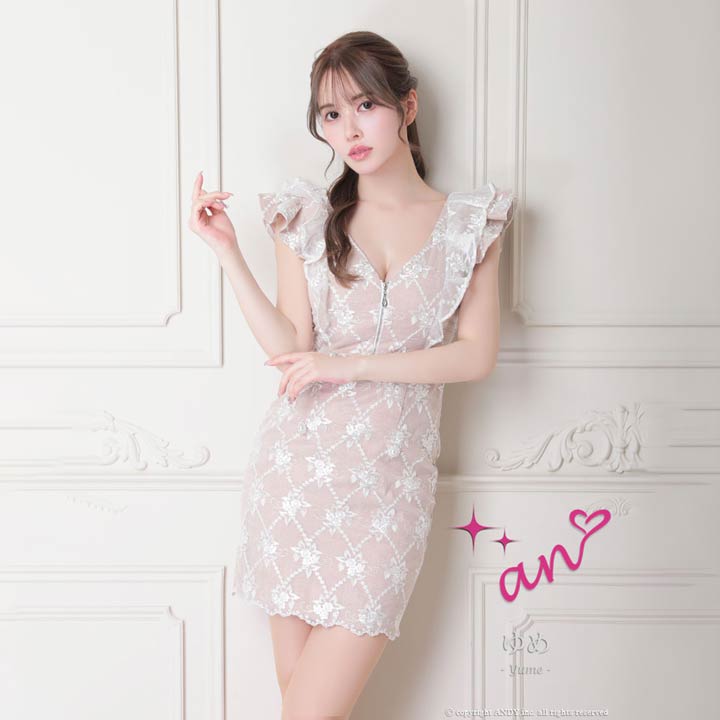 【最大1,500円OFFクーポン 7/19 20:00~7/26 1:59】 【送料無料】 【即日発送】 [an] [AOC-3559] キャバドレス キャバ嬢 ドレス デイジーストア 即日発送 ミニ レース タイト フラワーレースフロントファスナーフリル袖タイトミニ丈キャバドレス｜dazzystore（デイジーストア）