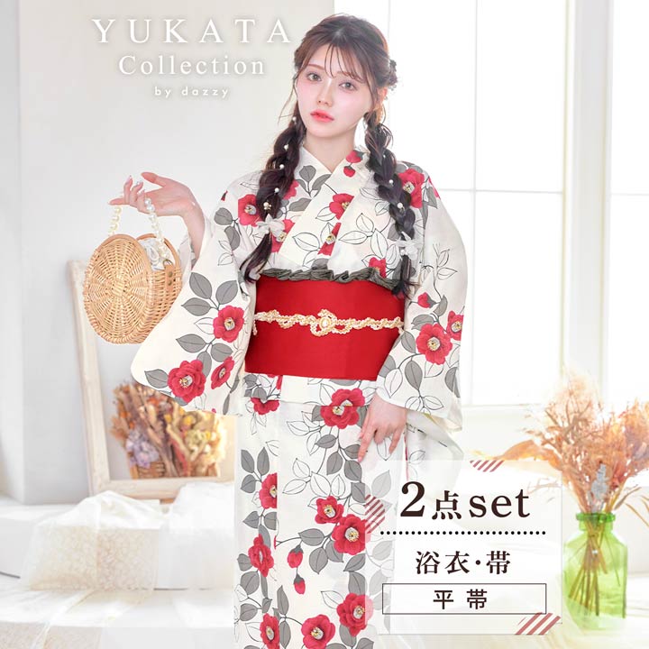 dazzy セパレート浴衣　花柄浴衣・帯・着付けガイド4点セット　おまけ付き dazzy セパレート浴衣 花柄浴衣・帯・着付けガイド4点セット