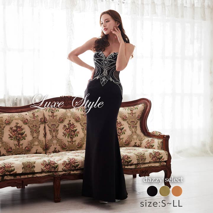 【最大1,500円OFFクーポン 7/19 20:00~7/26 1:59】 [LuxeStyle] キャバドレス キャバ嬢 ドレス デイジーストア 即日発送 ロング レース 谷間 タイト オーロラ ビジュー バックレースアップ ベアトップ ロングドレス 夜職 韓国 可愛い 衣装 盛りdazzy 送料無料｜dazzystore（デイジーストア）