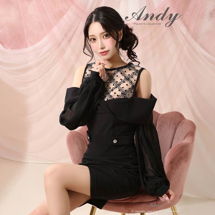 [Andy]シアードットチェックオフショルタイトミニ丈キャバドレス[AN-ON2936] 20,592円