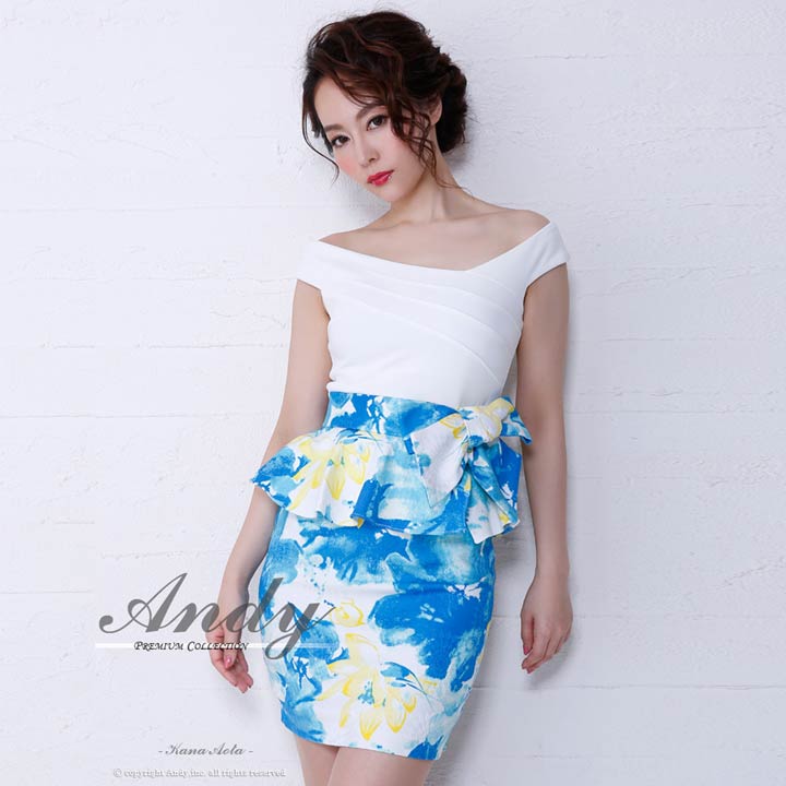 ミニドレス ミニ Ladies Dress Andy レディース ミニドレス Minidress 女性 ドレス 大人 女性 キャバドレス 送料無料 キャバ 500円offクーポン対象 ドレス キャバドレス ワンピース Andy S M ビビット 水彩 フラワー タイト ミニドレス 白 青 ブラウン 花柄