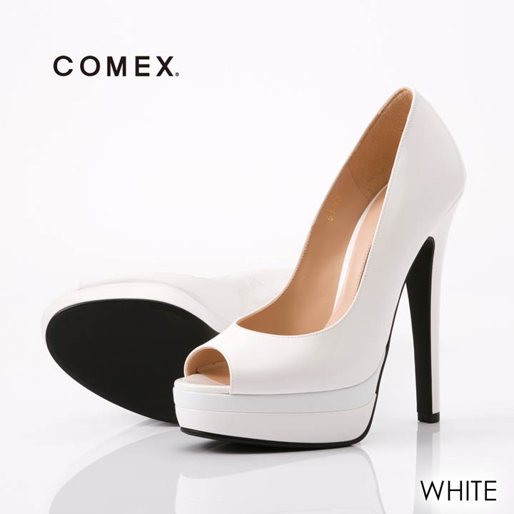 パンプス 痛くない エナメル オープントゥ サンダル パンプス [COMEX