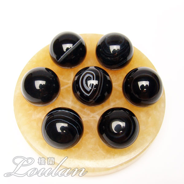 【風水 七星陣】 黒天眼石 約19.5-20.0mm×7個 【限定1点モノ 7101-00-107-003】 天然石 パワーストーン 置物