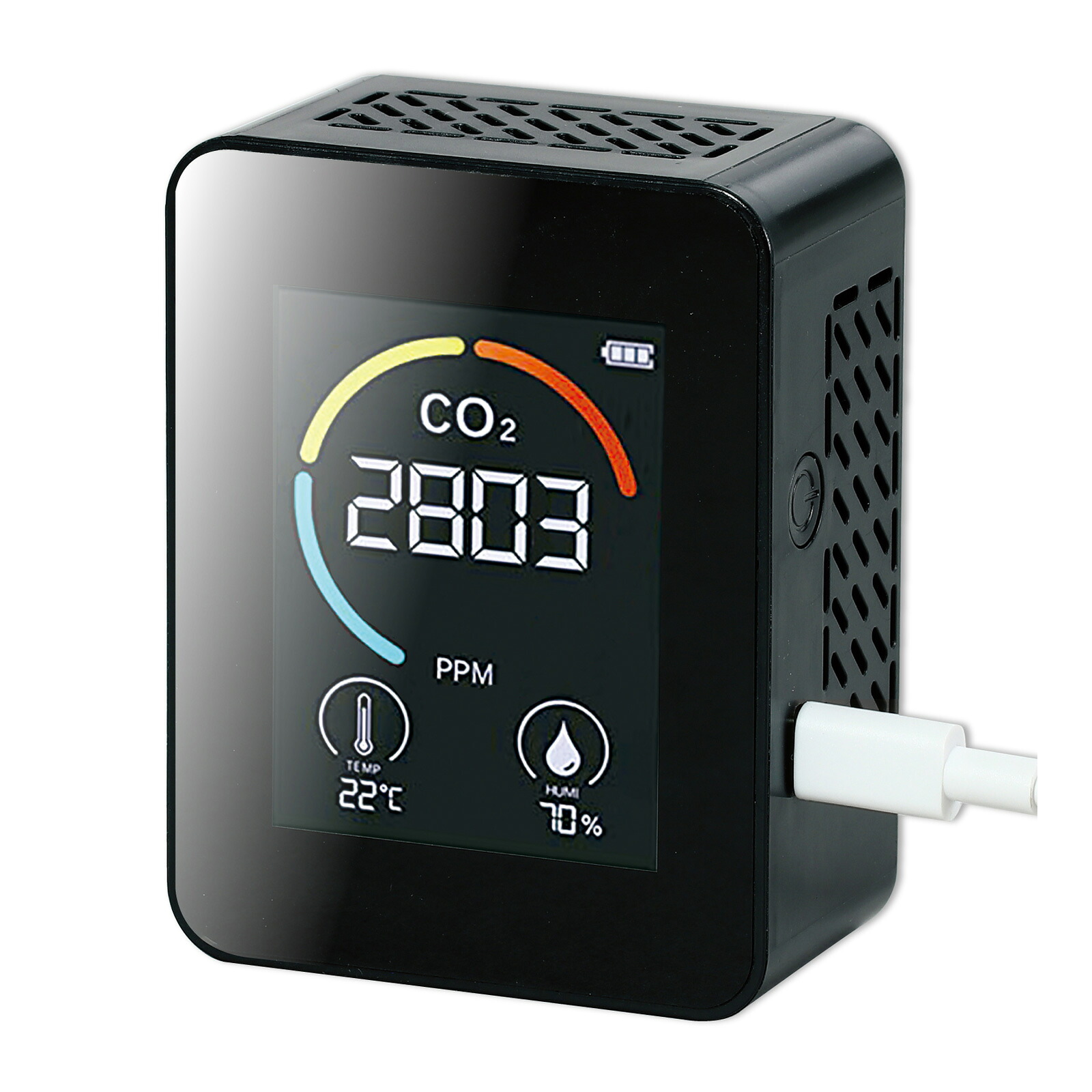 充電式 二酸化炭素濃度測定器 NDIR方式 co2 濃度計 co2モニター センサー 温度計 湿度計 換気 ウイルス対策 感染予防
