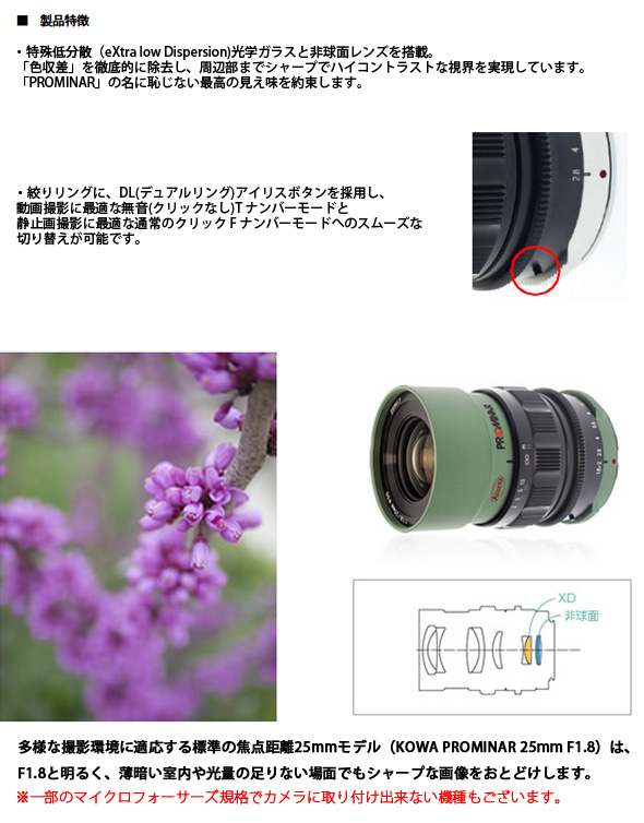 楽天市場 興和 コーワ マイクロフォーサーズ専用マウント単焦点レンズ Kowa Prominar 25mm F1 8 超広角 広角 標準 単焦点 レンズ 動画撮影 静止画撮影 ルーペスタジオ