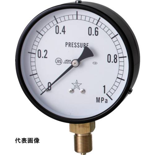 右下 一般圧力計(A枠立型・φ100) 圧力レンジ0~1.60MPa [G411-211-M-1.6MP] 販売単位：1 送料無料