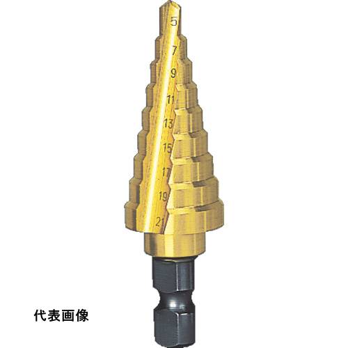 ストレートシャンクタイプ TRUSCO トラスコ中山 ステップドリル 2枚刃チタンコーティング 6~27mm 段数12 [NMS-27G] 販売単位：1 送料無料