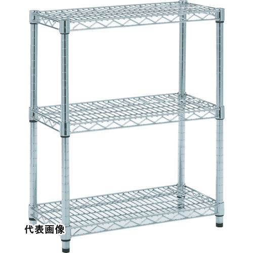 パイプ式メッシュ棚タイプ TRUSCO トラスコ中山 ステンレス製メッシュラック H745XW1207XD457 3段 [TSM-2443] 販売単位：1 送料無料