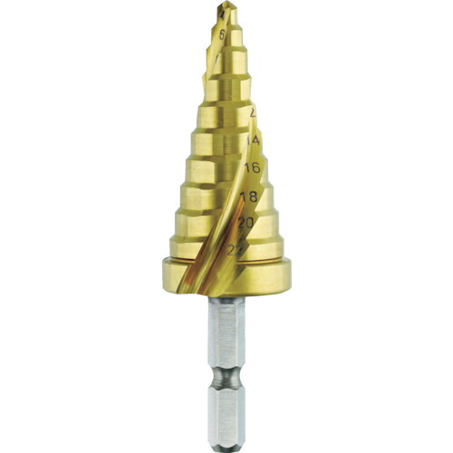 六角軸タイプ TOP 電動ドリル用六角シャンクスパイラルステップドリル ゴールドタイプ [ESD-422SG] 販売単位：1 送料無料