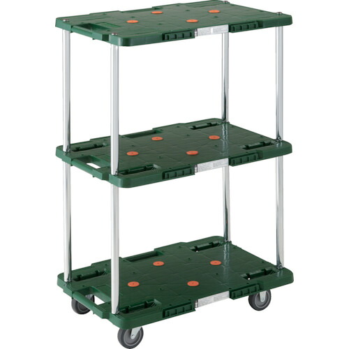 樹脂製 連結タイプ TRUSCO トラスコ中山 樹脂製台車 ルートバン 3段式 400X600 緑 [MPB-603-GN] 販売単位：1 送料無料