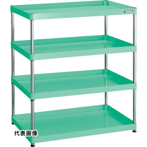 スチール製パイプ式棚 ベタ棚タイプ TRUSCO トラスコ中山 スチールラック フェニックスワゴンラック型 抗菌600X400 3段 ヤンググリーン [PEW-R1263-YG] 販売単位：1 送料無料｜ルーペスタジオ