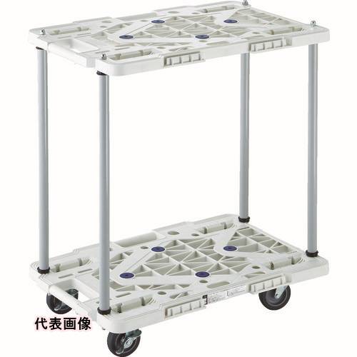 樹脂製 連結タイプ TRUSCO トラスコ中山 樹脂製台車 2段式ルートバン 600X400 ハンドル無 4輪自在 ストッパー付 青 [MPK-6020JS-B] 販売単位：1 送料無料