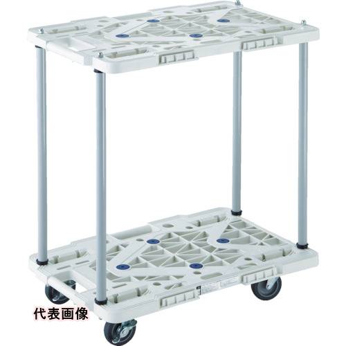 樹脂製 連結タイプ TRUSCO トラスコ中山 樹脂製台車 2段式ルートバン 600X400 ハンドル無 4輪自在 ストッパー付 黒 [MPK-6020JS-BK] 販売単位：1 送料無料