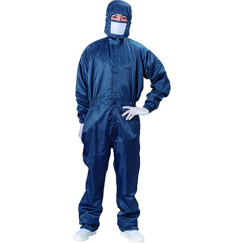 クリーンルーム用ウェア ISO Class 5 BLASTON カバーオール-紺-5L [BSC-12001-N-5L] 販売単位：1 送料無料