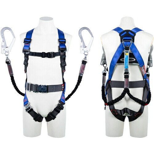 ハーネス型墜落制止具 ベルト付・ランヤード2本 TSUYORON コアハーネス 胴ベルト付き ツインランヤード付き 伸縮式ノビロン(BK) パープル Mサイズ [TH-502-2NV93SV-OT-P-M-2R23-BX] TH5022NV93SVOTPM2R23BX 販売単位：1 送料無料