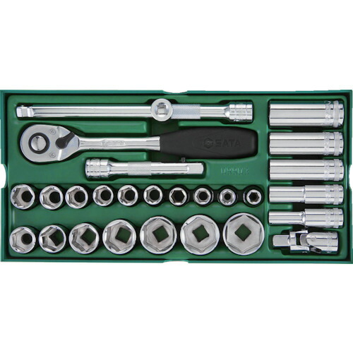 SATA 1/2&rdquo;DRソケットレンチセット(6角タイプ)トレー入り [09903] 09903 販売単位：1 送料無料｜ルーペスタジオ