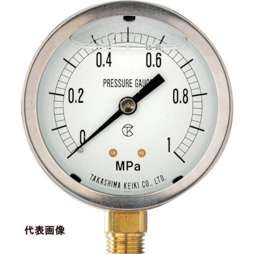 高島 グリセリン入圧力計(A枠立型・φ60)圧力レンジ0.0~2.5MPa R1/4【1312125】 [1312125] 1312125 販売単位：1 送料無料