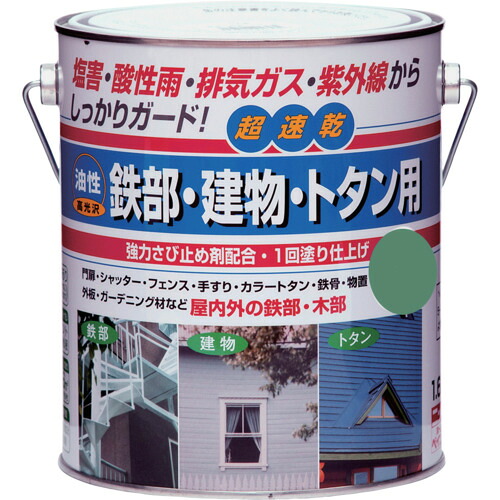 ニッぺ 油性鉄部・建物・トタン用 1.6L カントリーグリーン HUB124-1.6 [4976124217432] 4976124217432 販売単位：1 送料無料