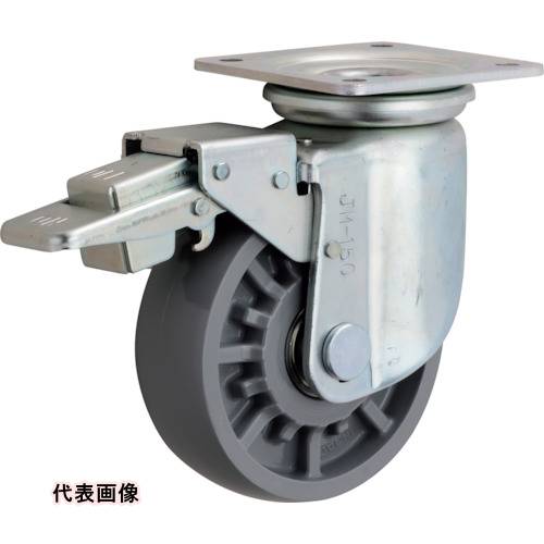 イノアック 重荷重用低始動車輪 エラストマー車輪 ストッパー・旋回金具付 Φ150 [HE-150WJS] HE150WJS 販売単位：1 送料無料 19,532円