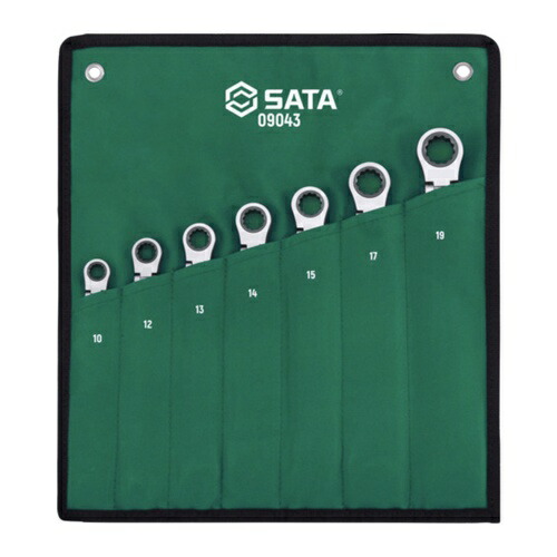 SATA ロング首振(ロック付き)コンビネーションラチェットレンチセット(7点) [09043] 09043 販売単位：1 送料無料 19,594円