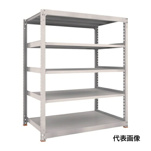 TRUSCO トラスコ中山 スチールラック M5型中量棚 1500X471XH2400 5段 単体 免震樹脂ベース付 ネオグレー ネオグレー [M5-8555SFC NG] M58555SFC 販売単位：1 送料無料｜ルーペスタジオ