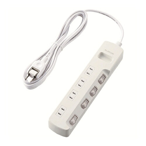 ELECOM 省エネタップ 個別スイッチ ホコリシャッター付 4個口 3m ホワイト [T-E6A-2430WH] 販売単位：1 送料無料